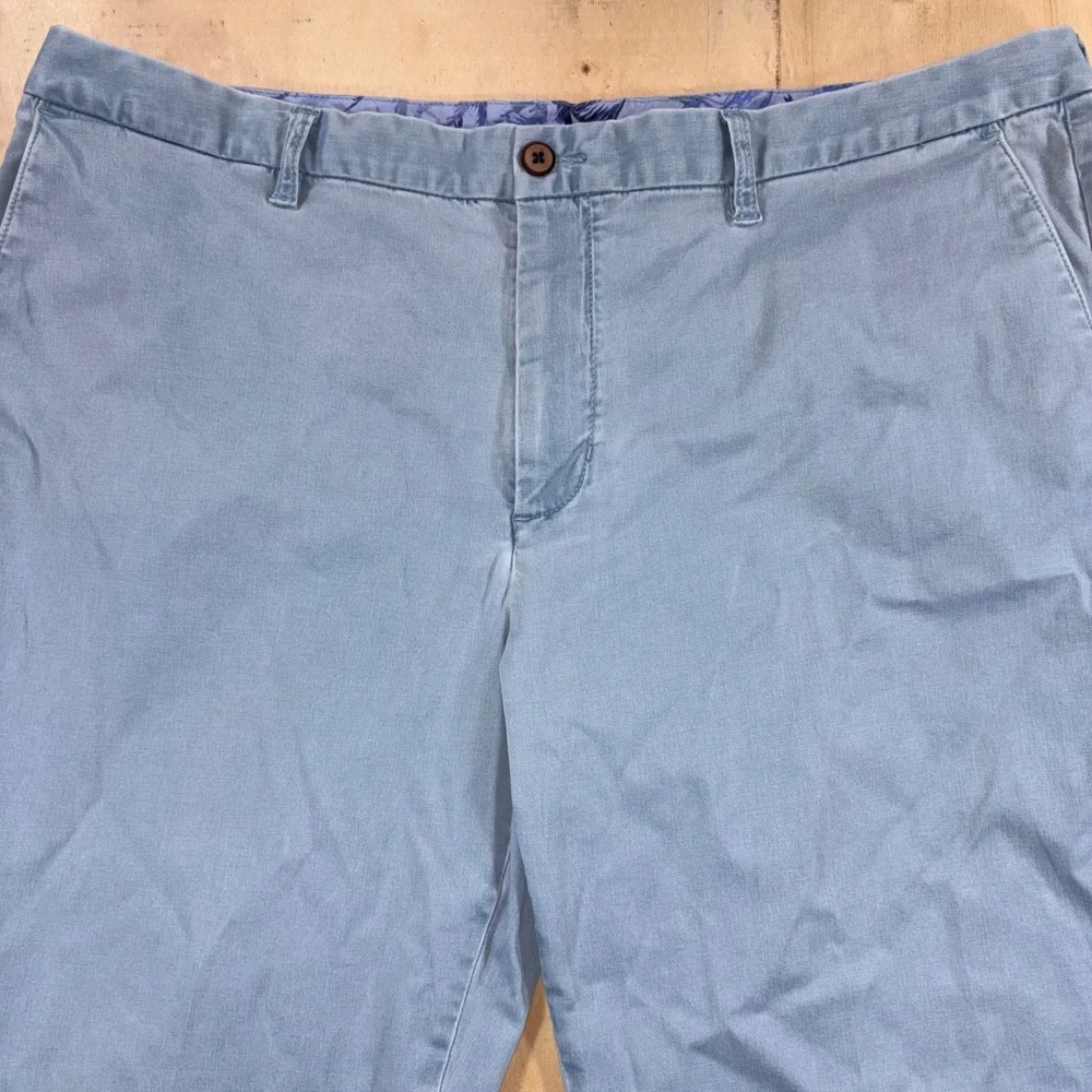 Tommy Bahama Boracay Mens 42x30 Light Blue Stretch Cotton Sateen Chino Pants